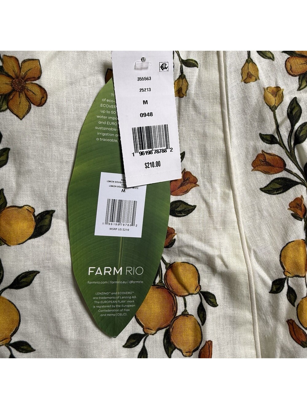 Farm Rio Lemon Bouquet Linen Blend Midi Skirt Medium M New NWT Off-White Floral - Picture 7 of 8
